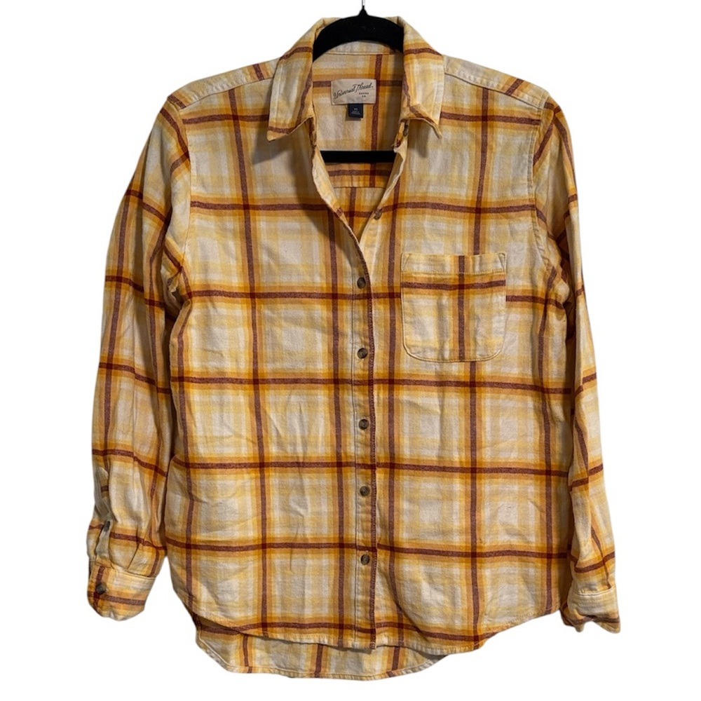 🖤 Universal Thread Oversized Red, Orange, and Yellow Plaid Flannel